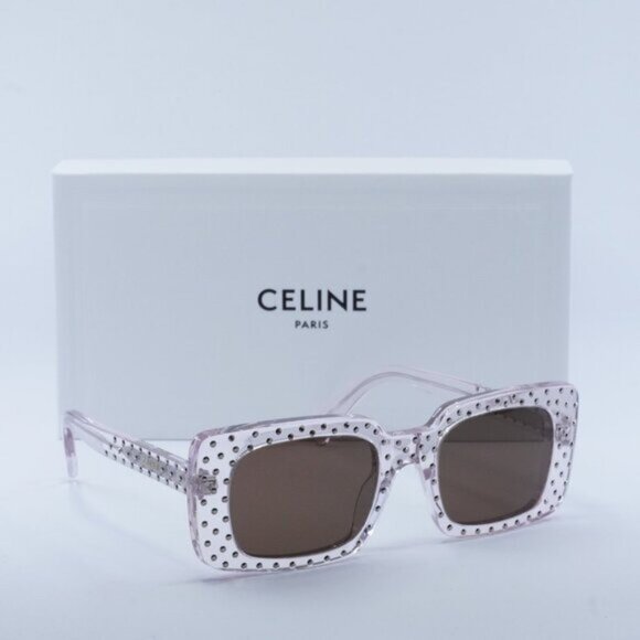 Celine CL4213IS 27E Square Sunglasses – Shiny Crystal/Brown - Picture 5 of 10
